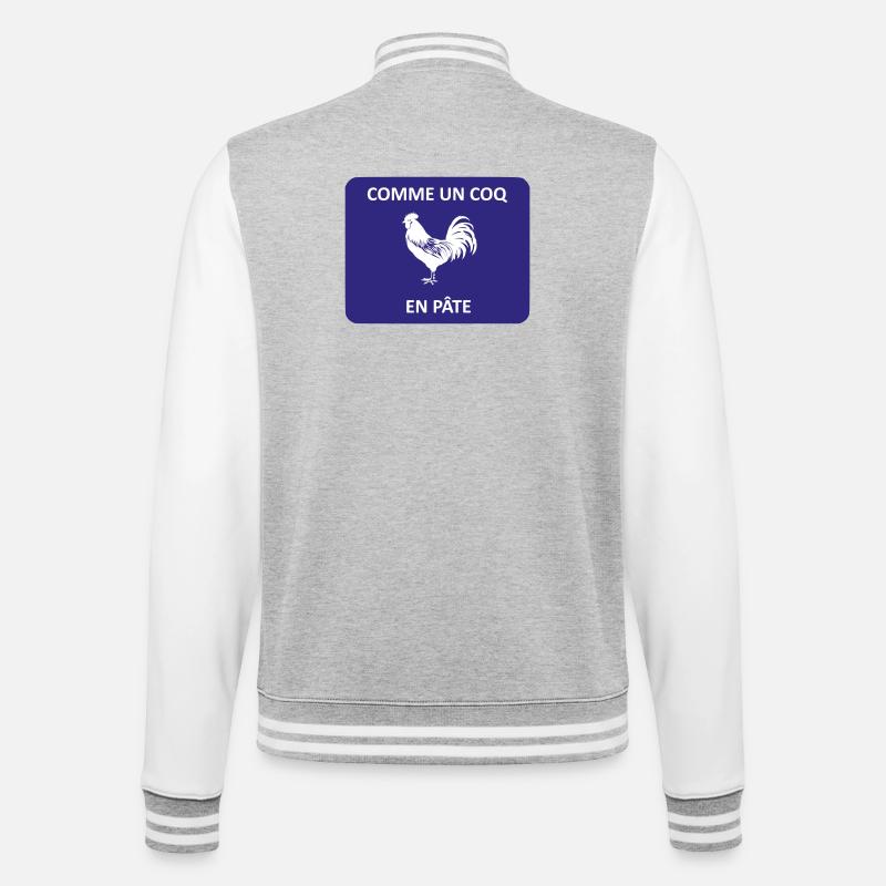 wie ein Hahn im Teig - College-Sweatjacke - Grau meliert/Weiß