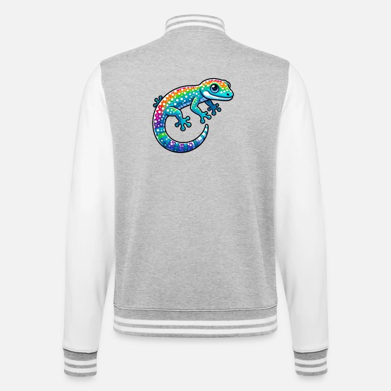 Gecko - College-Sweatjacke - Grau meliert/Weiß