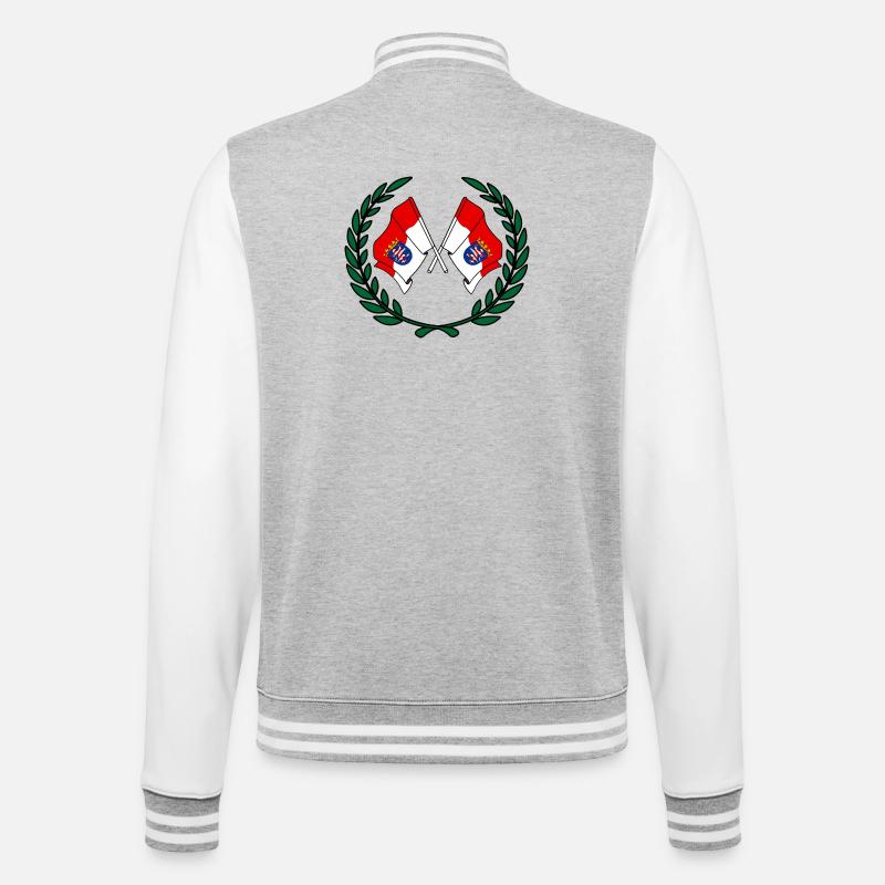 Drapeaux Hesse couronne de laurier - Veste Teddy - gris chiné / blanc
