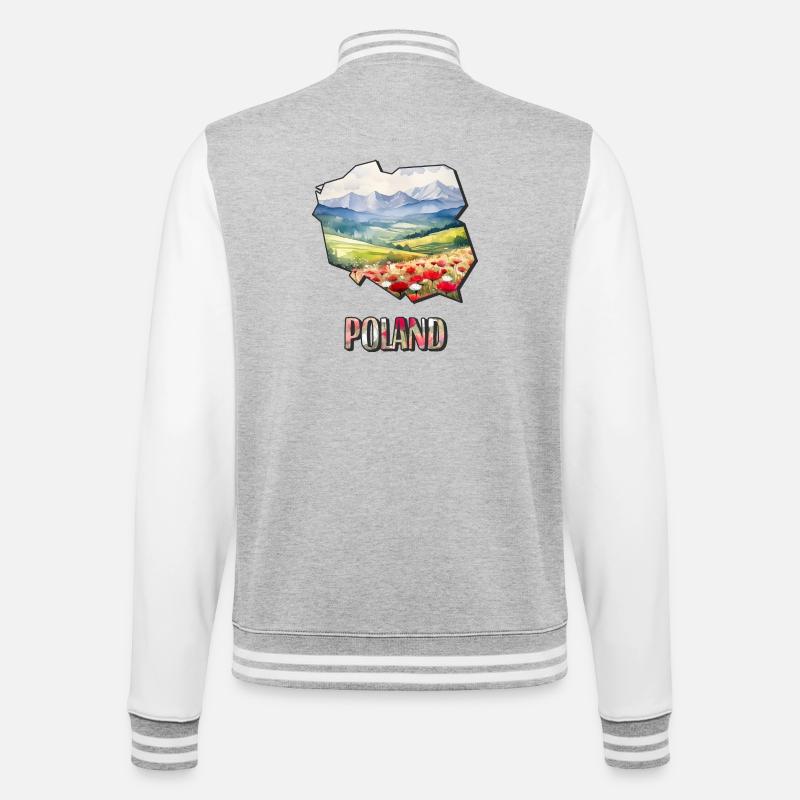 Carte à l’aquarelle Pologne - Veste Teddy - gris chiné / blanc