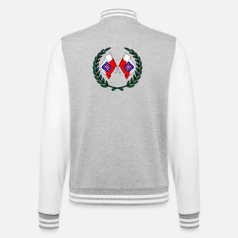 Drapeaux Thuringe couronne de laurier - Veste Teddy - gris chiné / blanc