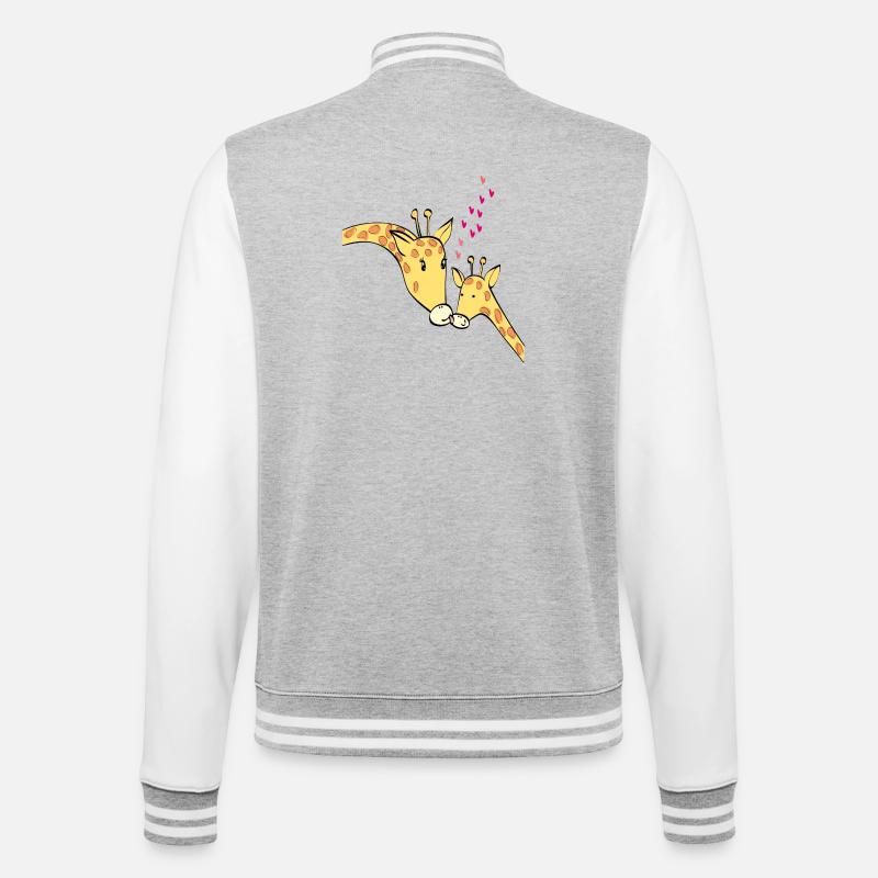Girafes amoureuses - Veste Teddy - gris chiné / blanc