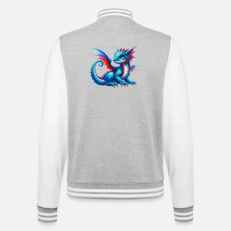 Drache - College-Sweatjacke - Grau meliert/Weiß