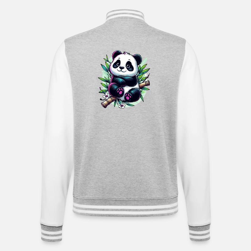 Panda - College Sweat Jacket - heather grey/white