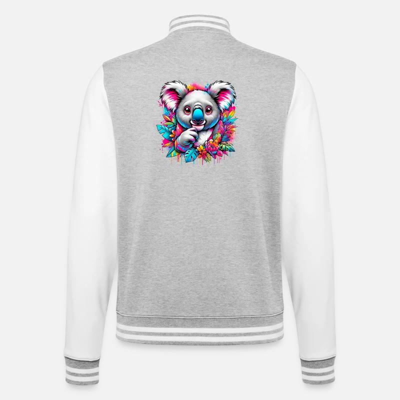 Koala - College-Sweatjacke - Grau meliert/Weiß