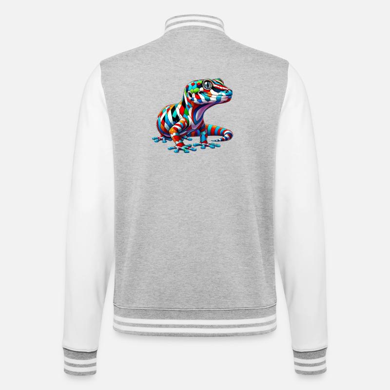 Gecko - Veste Teddy - gris chiné / blanc