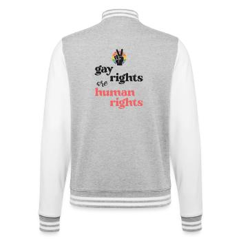 LGBT Pride Month - Gay Rights Are Human Rights - College Sweat Jacket - heather grey/white - Back - Marisol (170cm)