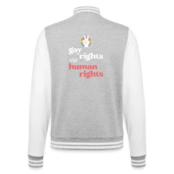 LGBT Pride Month - Gay Rights Are Human Rights - College Sweat Jacket - heather grey/white - Back - Marisol (170cm)