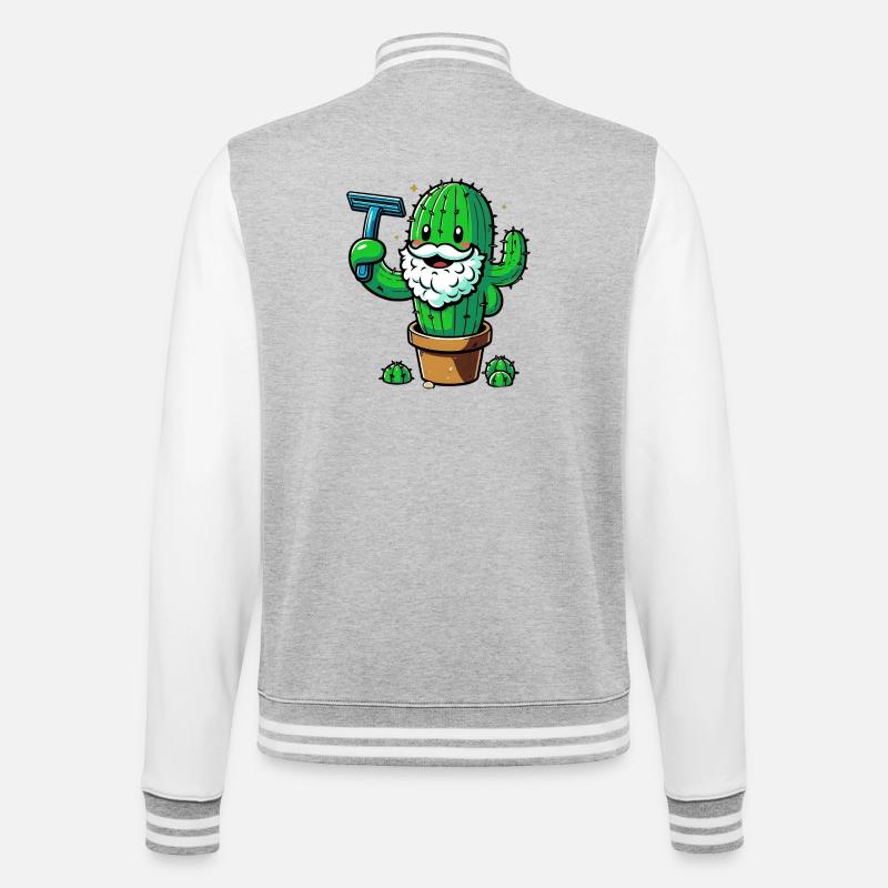 Cactus rasiert sich den Bart - College-Sweatjacke - Grau meliert/Weiß