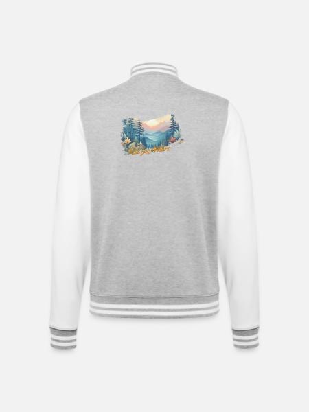 Rise for Nature - Wald mit Sonnenaufgang - College-Sweatjacke - Grau meliert/Weiß