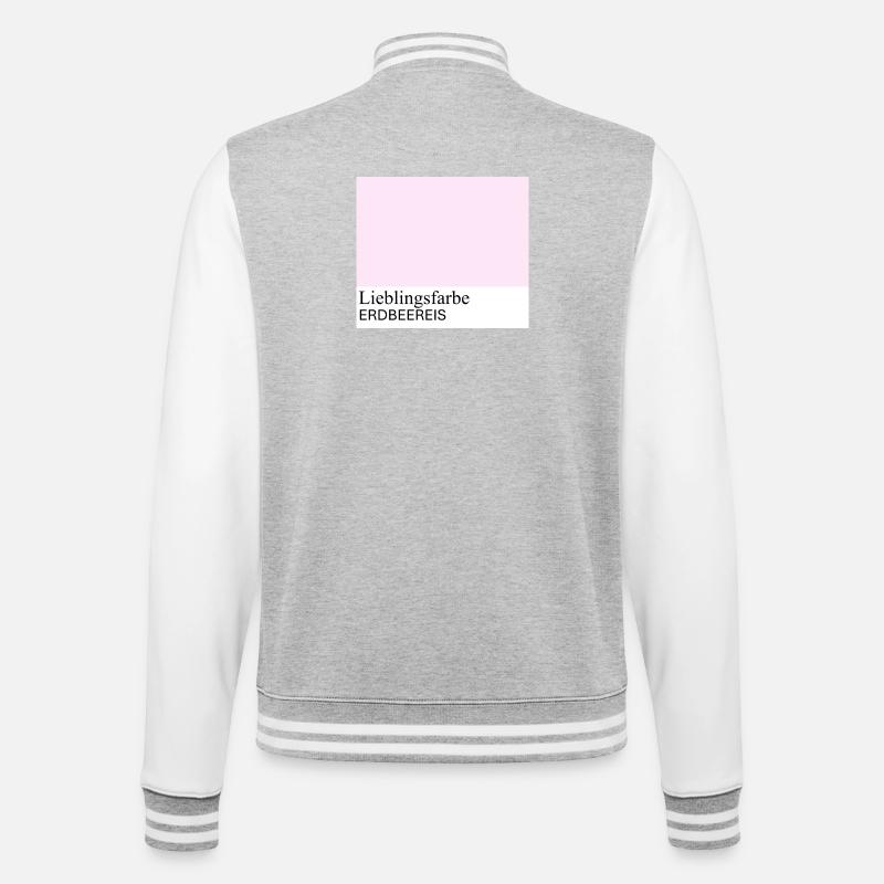 Erdbeereis - College-Sweatjacke - Grau meliert/Weiß