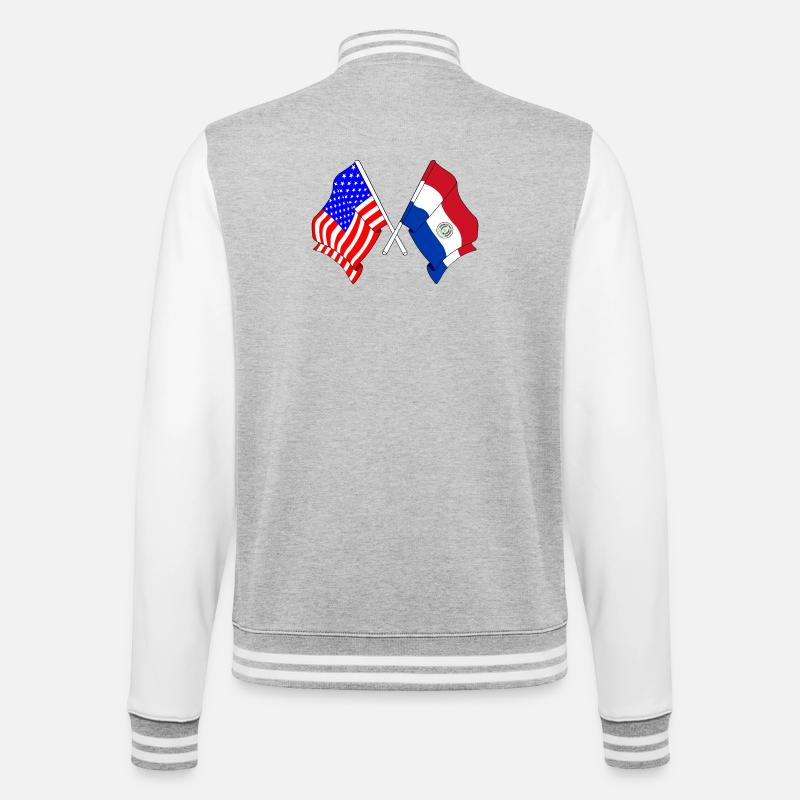 Drapeau des États-Unis, drapeau du Paraguay - Veste Teddy - gris chiné / blanc