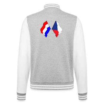 Flagge der Niederlande, Tschechische Republik - College-Sweatjacke - Grau meliert/Weiß - Hinten - Marisol (170cm)