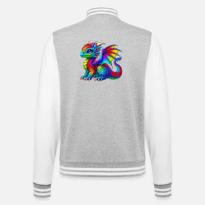 Drache - College-Sweatjacke - Grau meliert/Weiß