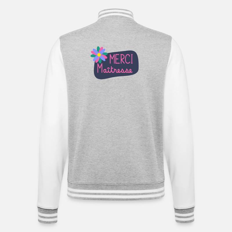 MAÎTRESSE. MAITRE. MERCI. MERCI MAÎTRESSE - Veste Teddy - gris chiné / blanc