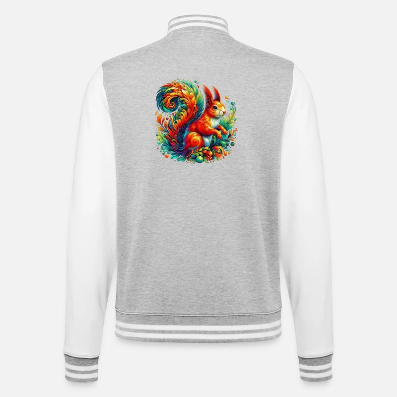 Eichhörnchen - College-Sweatjacke - Grau meliert/Weiß