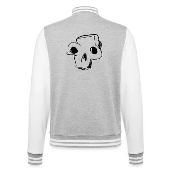 Crâne - Dessin au crayon / Croquis sauvage - Veste Teddy - gris chiné / blanc - Dos - Marisol (170cm)