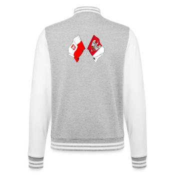 Flag of Poland, Greater Poland crossed - College Sweat Jacket - heather grey/white - Back - Marisol (170cm)