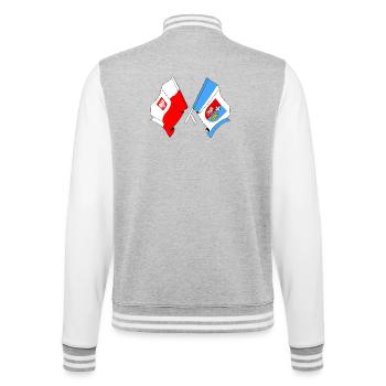 Drapeau Pologne, Subcarpatie franchie - Veste Teddy - gris chiné / blanc - Dos - Marisol (170cm)