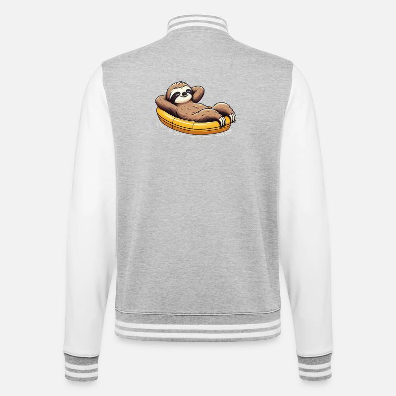 Faultier entspannt im Boot Urlaub - College-Sweatjacke - Grau meliert/Weiß