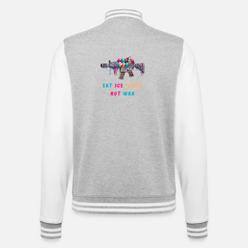 Eiscreme statt Krieg - College-Sweatjacke - Grau meliert/Weiß