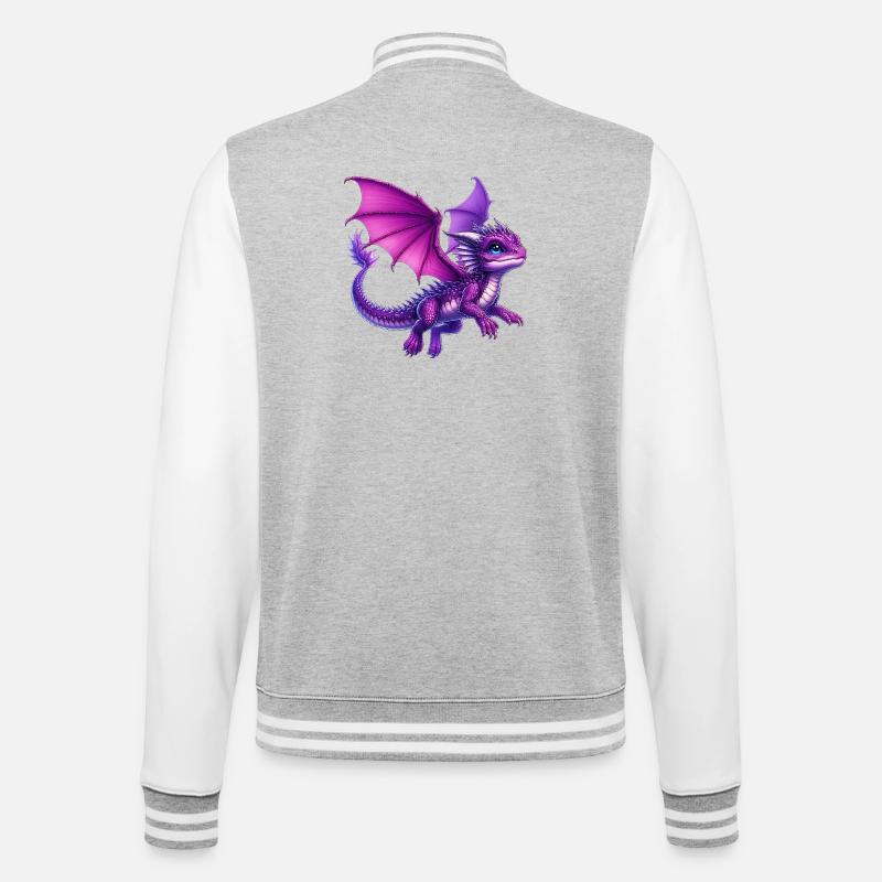 Drache - College-Sweatjacke - Grau meliert/Weiß