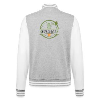 Homegrower | Cannabis - College-Sweatjacke - Grau meliert/Weiß - Hinten - Marisol (170cm)
