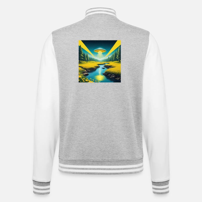 Ufo - College-Sweatjacke - Grau meliert/Weiß
