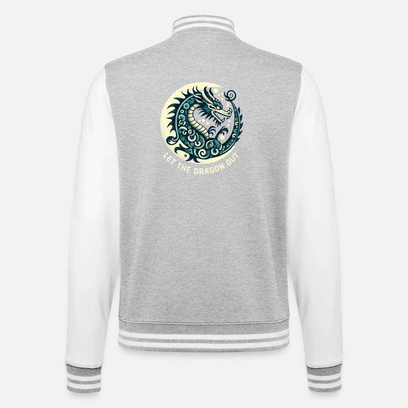 Let the Dragon out - College Sweat Jacket - heather grey/white