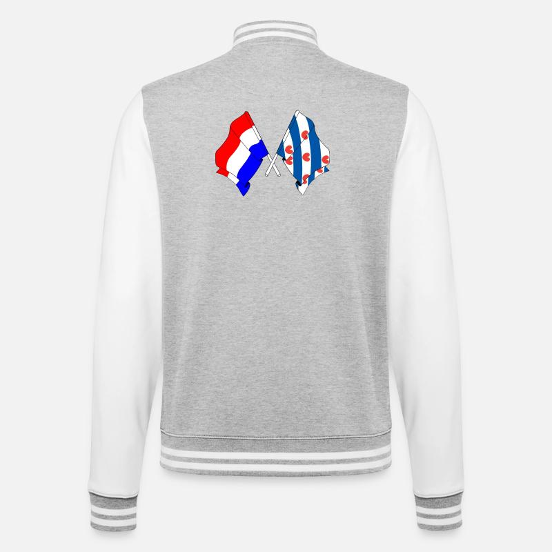 Drapeau des Pays-Bas, Frise croisé - Veste Teddy - gris chiné / blanc