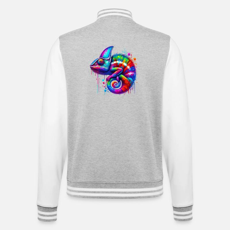 Chamäleon - College-Sweatjacke - Grau meliert/Weiß