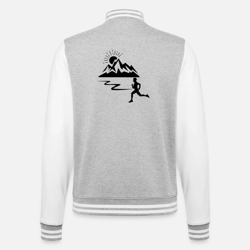 Runner man with mountains - College Sweat Jacket - heather grey/white