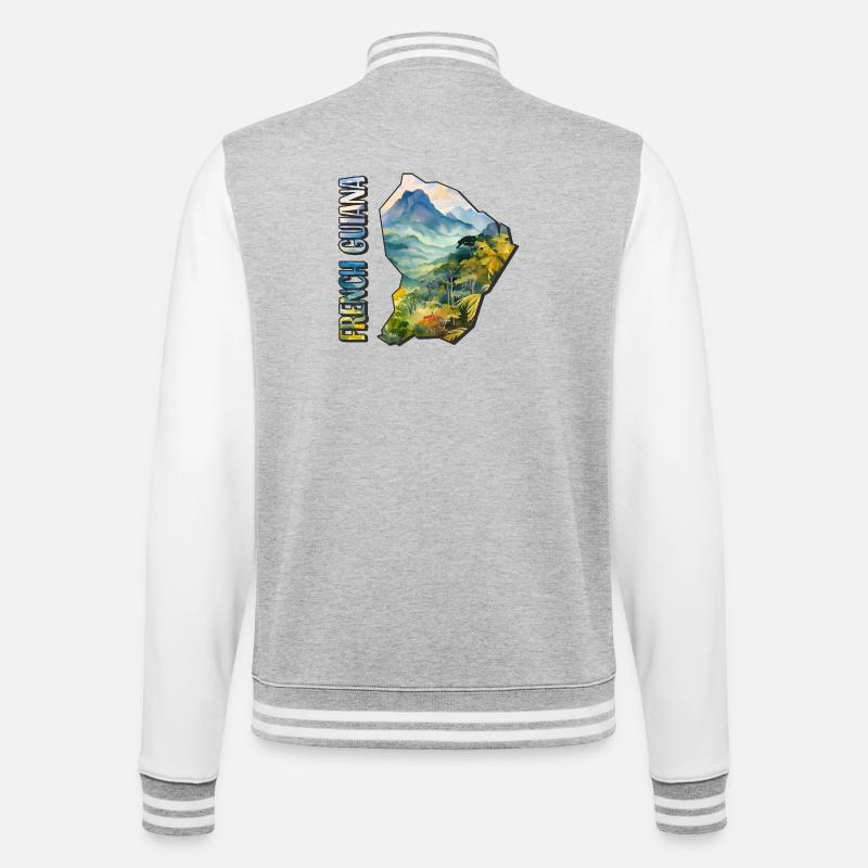 Carte à l’aquarelle Guyane française - Veste Teddy - gris chiné / blanc