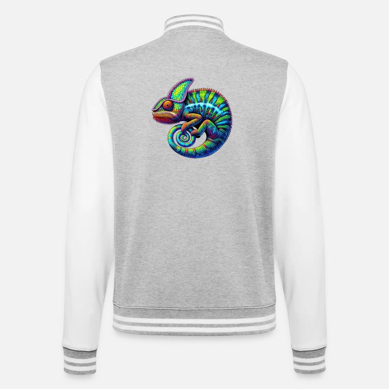 Chamäleon - College-Sweatjacke - Grau meliert/Weiß