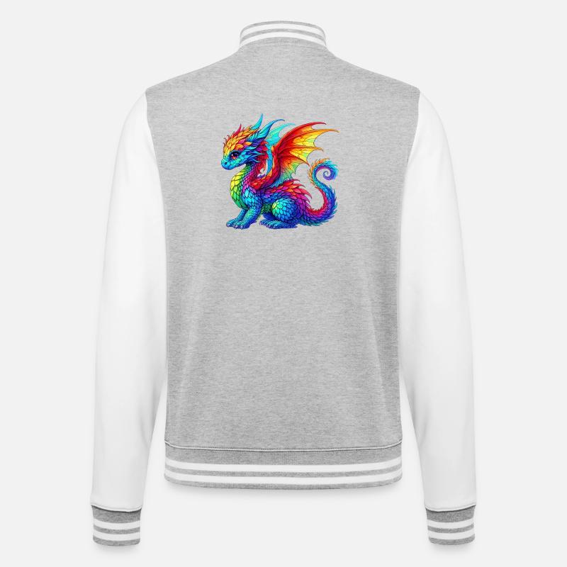 Drache - College-Sweatjacke - Grau meliert/Weiß