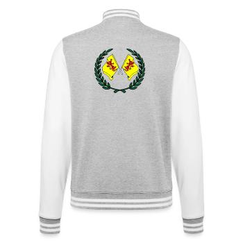 Flaggen der Provinz Südholland mit Lorbeerkranz - College-Sweatjacke - Grau meliert/Weiß - Hinten - Marisol (170cm)