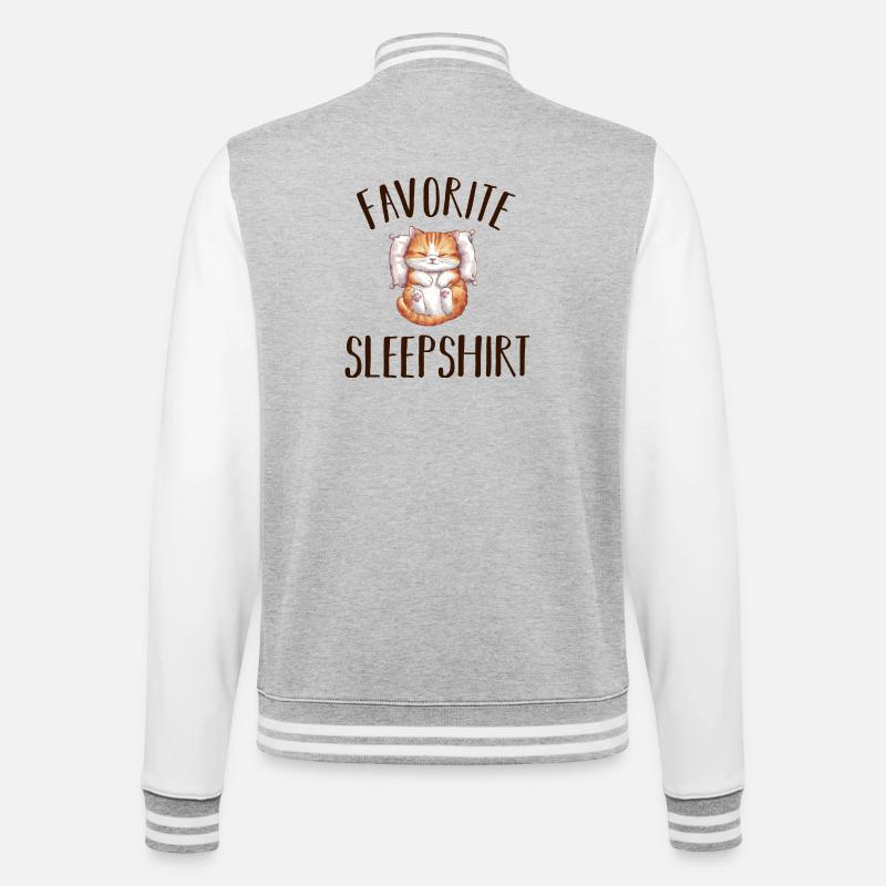 Sleeping Cat Pajamas - College Sweat Jacket - heather grey/white