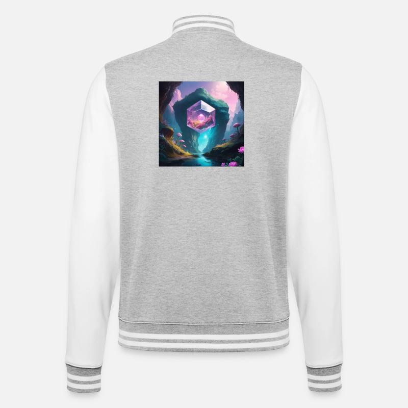 Magic Cave - College Sweat Jacket - heather grey/white