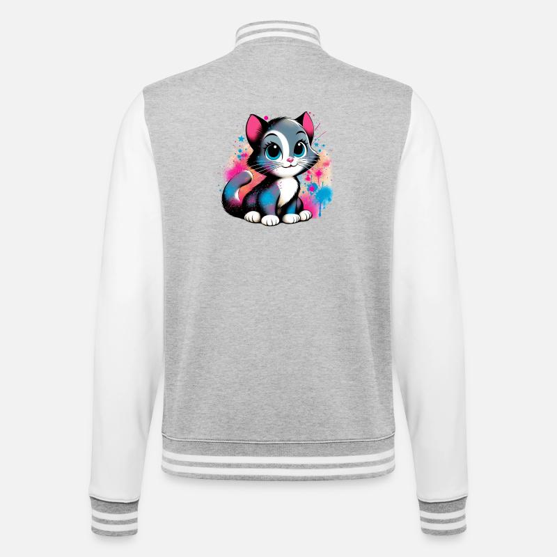 Chat - Veste Teddy - gris chiné / blanc