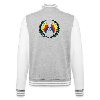 Flaggen der Provinz Nordholland mit Lorbeerkranz - College-Sweatjacke - Grau meliert/Weiß - Hinten - Marisol (170cm)