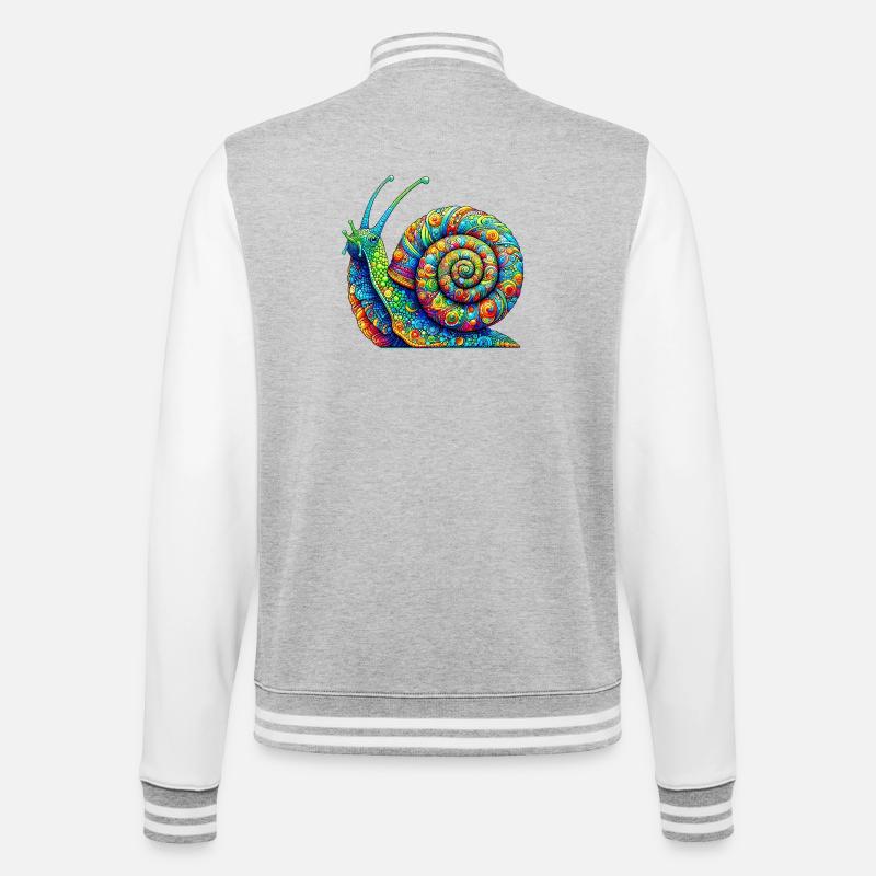 Schnecke - College-Sweatjacke - Grau meliert/Weiß