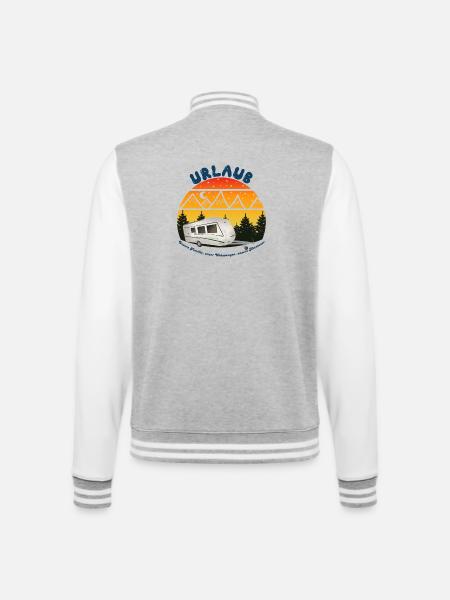 Urlaub gemeinsam im Wohnwagen - College-Sweatjacke - Grau meliert/Weiß