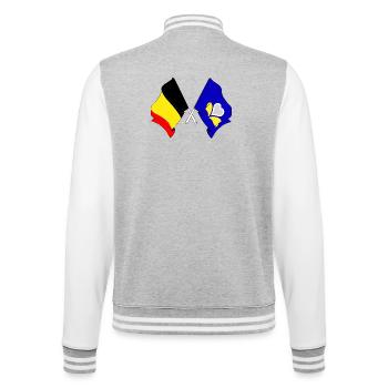Flagge Belgien, die Region Brüssel-Hauptstadt - College-Sweatjacke - Grau meliert/Weiß - Hinten - Marisol (170cm)