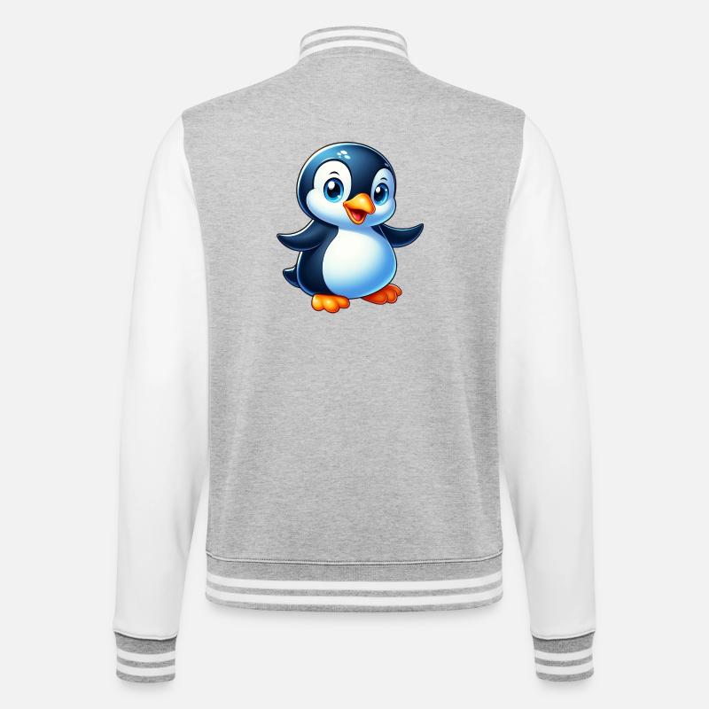 Pinguin - College-Sweatjacke - Grau meliert/Weiß