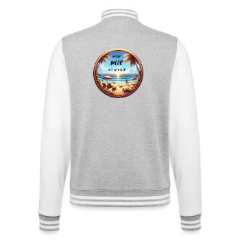 Besser MEER als weniger T-Shirt  Geschenk Urlaub - College-Sweatjacke - Grau meliert/Weiß - Hinten - Marisol (170cm)