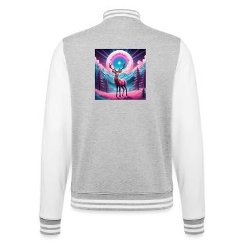Deer on the mountain - College Sweat Jacket - heather grey/white - Back - Marisol (170cm)