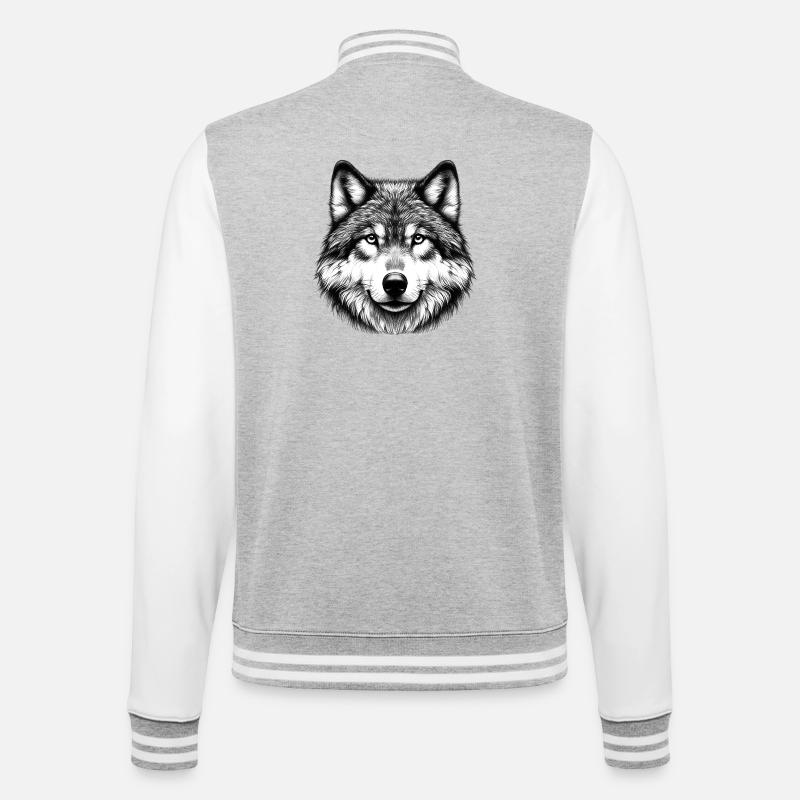 Wolf - College Sweat Jacket - heather grey/white