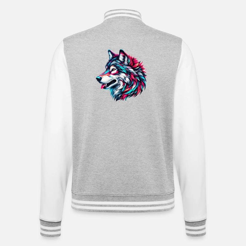 Wolf - College-Sweatjacke - Grau meliert/Weiß