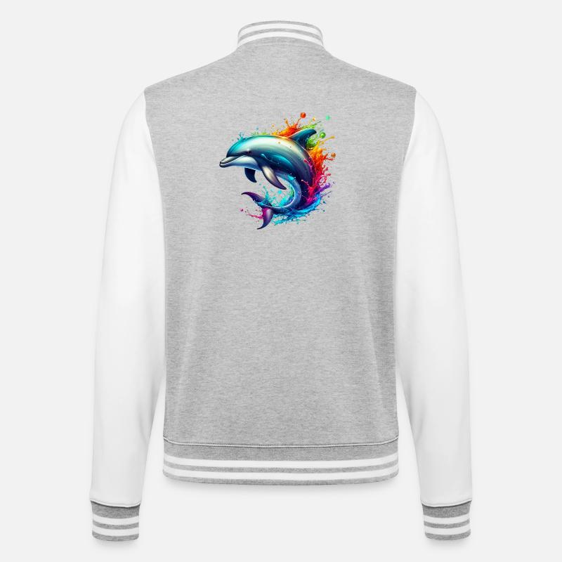 Dauphin - Veste Teddy - gris chiné / blanc