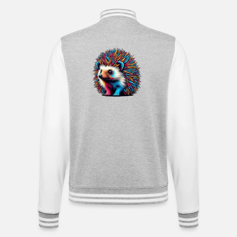 Igel - College-Sweatjacke - Grau meliert/Weiß